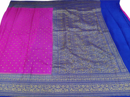 Elegant Pink Banarasi Crepe Silk Saree - Luxurion World
