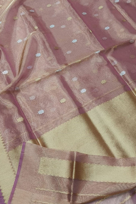 Exquisite Pink Banarasi Tissue Silk Saree - Handloom Beauty - Luxurion World