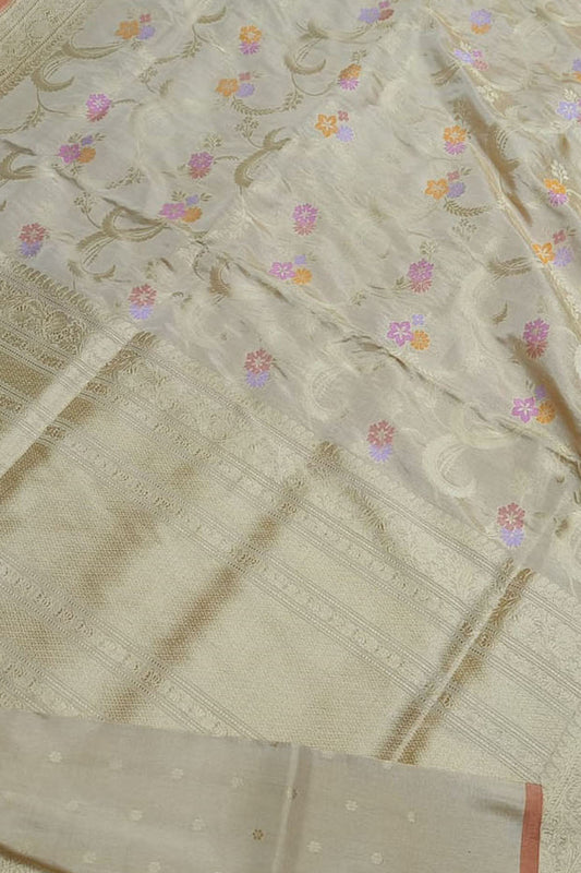 Exquisite Pastel Banarasi Tissue Silk Saree - Luxurion World