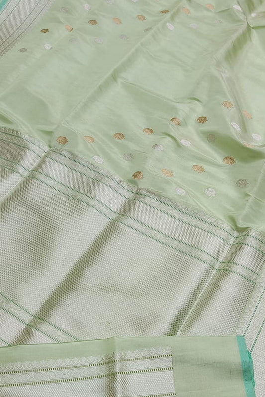 Exquisite Green Banarasi Tissue Silk Saree - Luxurion World