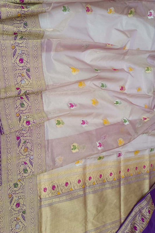 Exquisite Pink Banarasi Handloom Tissue Silk Saree - Luxurion World