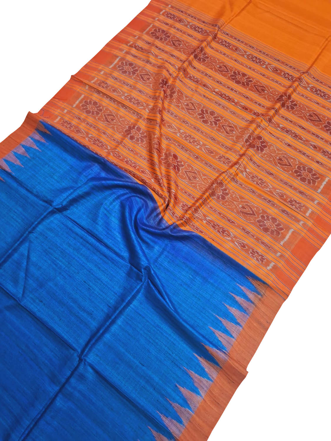 Elegant Blue Bhagalpur Silk Ikat Saree - Luxurion World