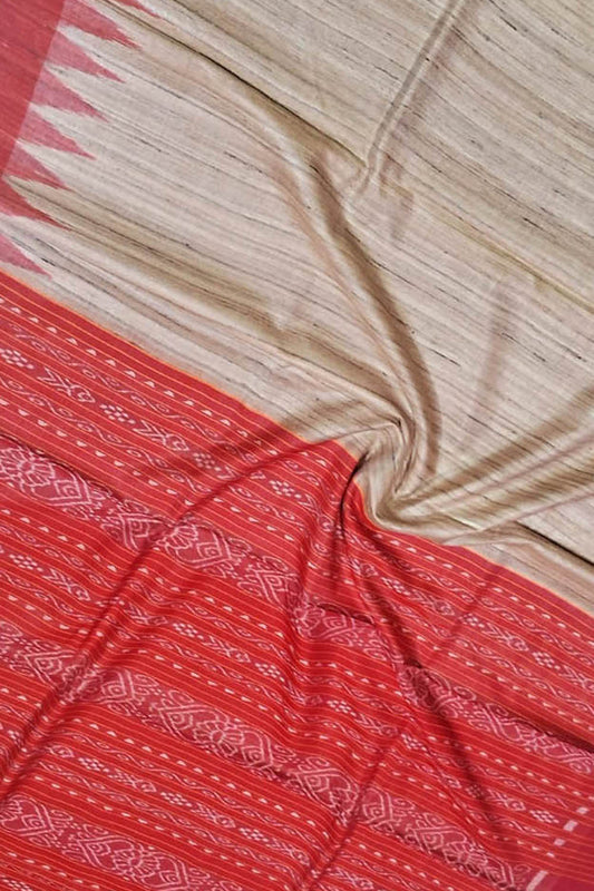 Handloom Tussar Ghicha Silk Ikat Saree - Luxurion World
