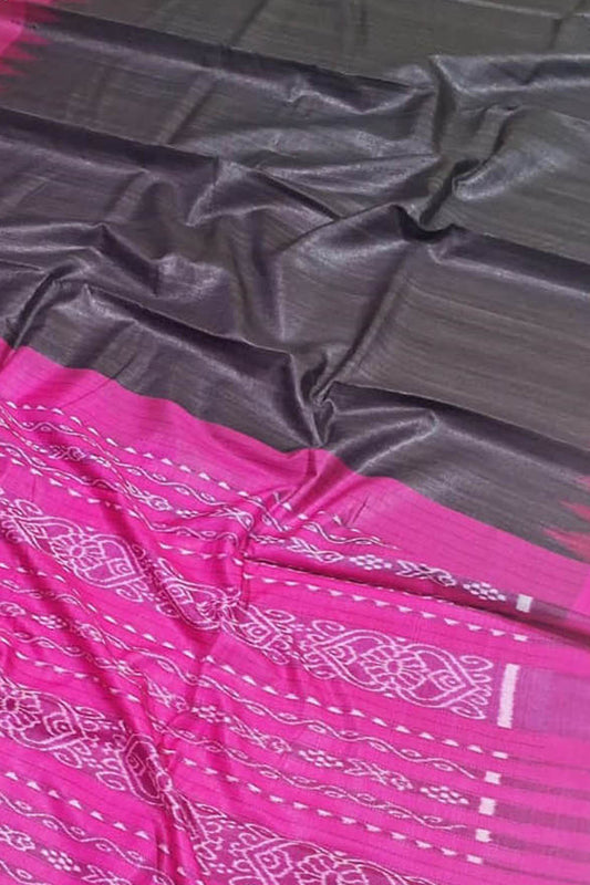Elegant Black Bhagalpur Handloom Tussar Ghicha Silk Saree - Luxurion World