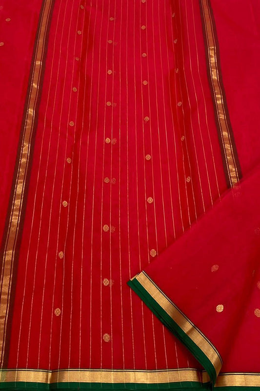 Exquisite Red Chanderi Handloom Silk Saree - Luxurion World