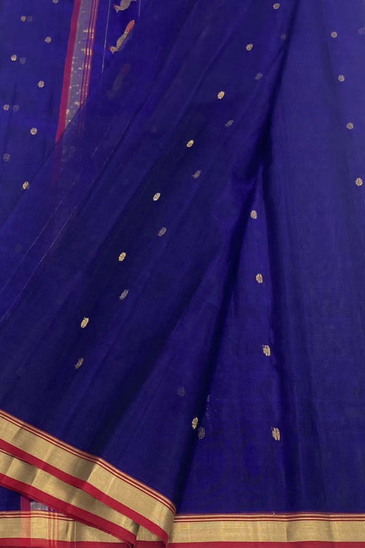 Elegant Blue Chanderi Handloom Silk Saree - Luxurion World