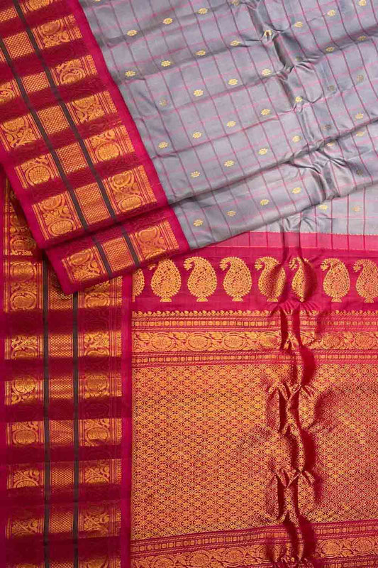 Purple Gadwal Handloom Pure Silk Saree - Elegant and Timeless