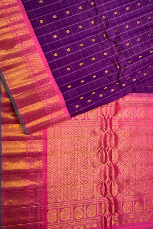 Exquisite Purple Gadwal Handloom Silk Saree - Luxurion World