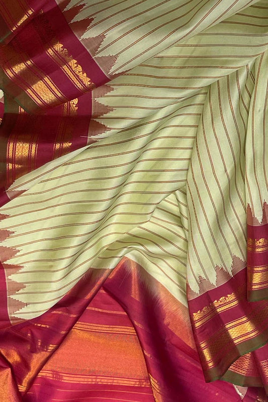 Handcrafted Pastel Silk Saree: Ethical Elegance from Gadwal - Luxurion World