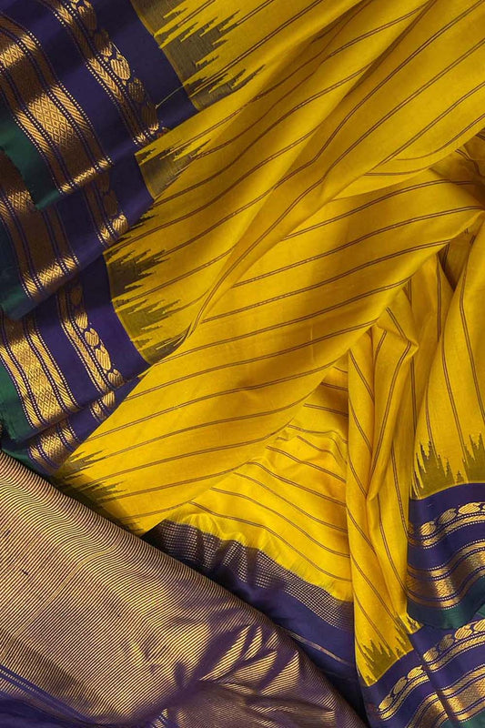 Yellow Gadwal Silk Saree: Elegant & Luxurious - Luxurion World