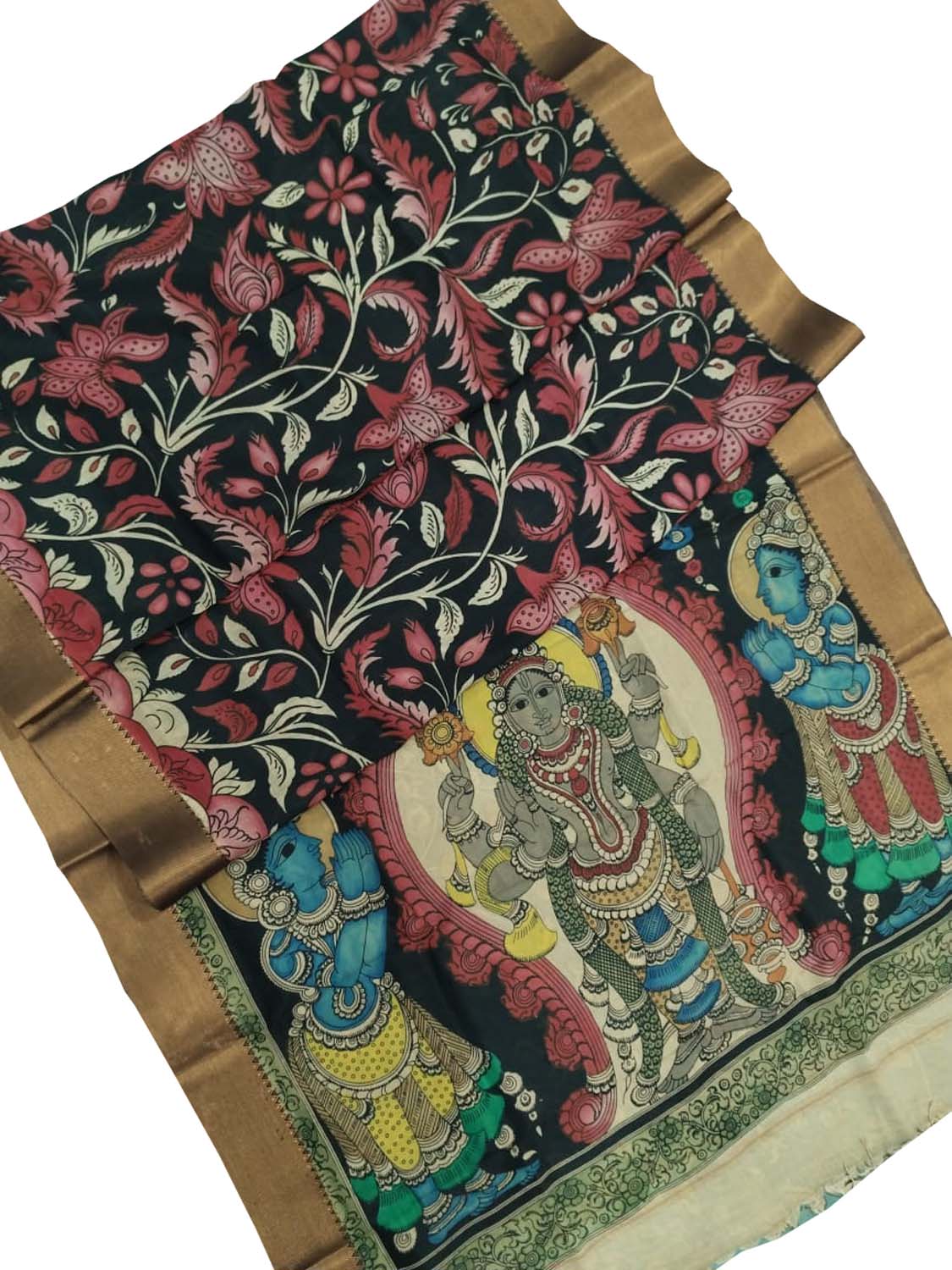 Vibrant Kalamkari Bangalore Silk Saree - Luxurion World