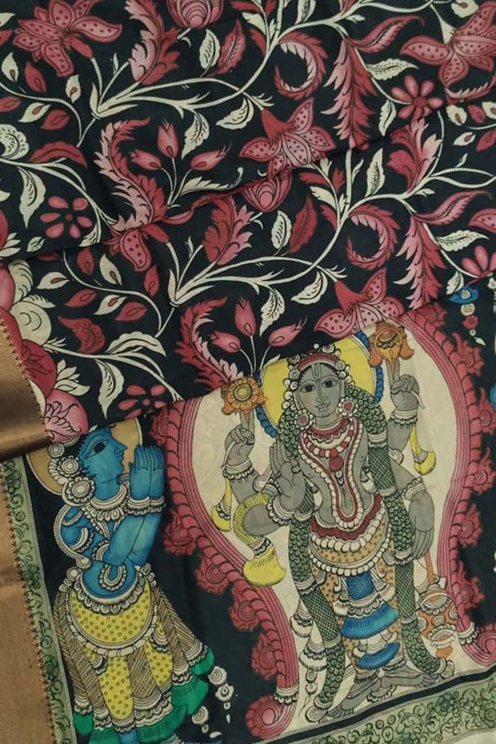 Vibrant Kalamkari Bangalore Silk Saree - Luxurion World