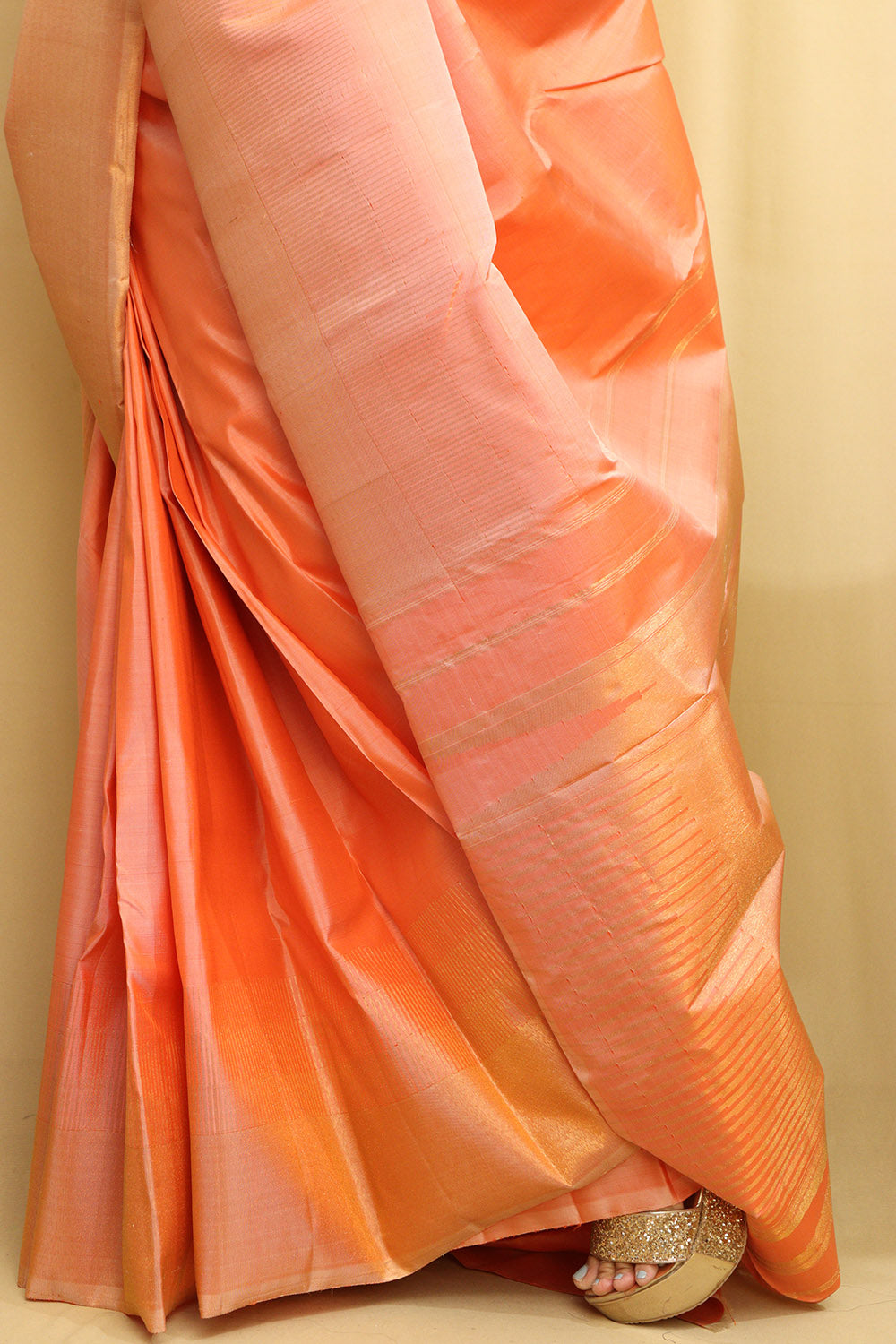 Radiant Orange Kanjeevaram Handloom Silk Saree - Pure Elegance - Luxurion World