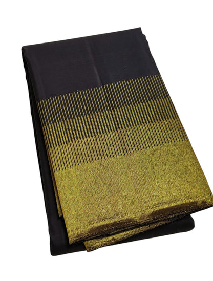 Opulent Black Handloom Kanjeevaram Pure Silk Saree - Luxurion World