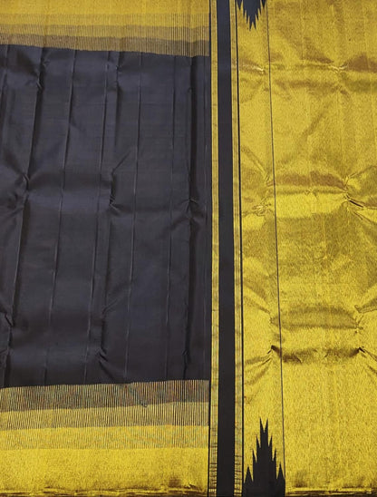 Opulent Black Handloom Kanjeevaram Pure Silk Saree - Luxurion World