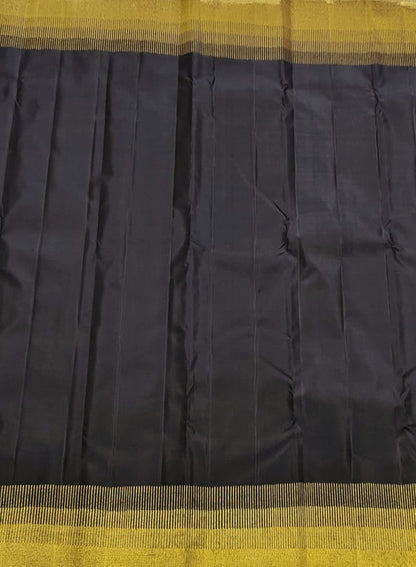 Opulent Black Handloom Kanjeevaram Pure Silk Saree - Luxurion World