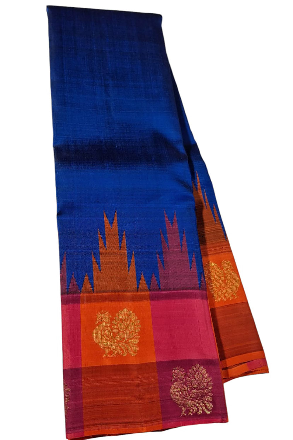 Regal Royal Blue Handloom Kanjeevaram Pure Silk Saree - Luxurion World