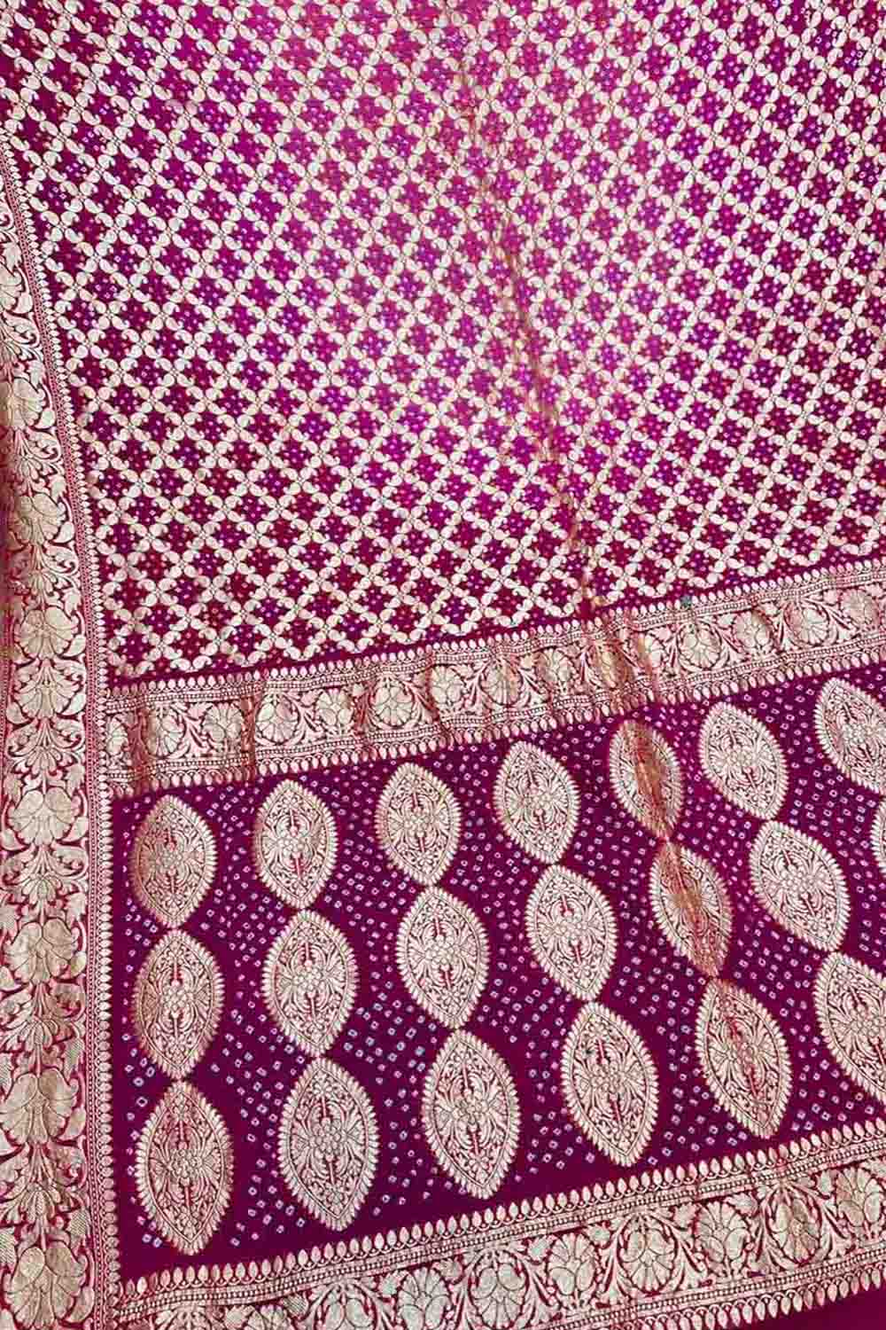 Exquisite Purple Georgette Banarasi Bandhani Saree - Luxurion World