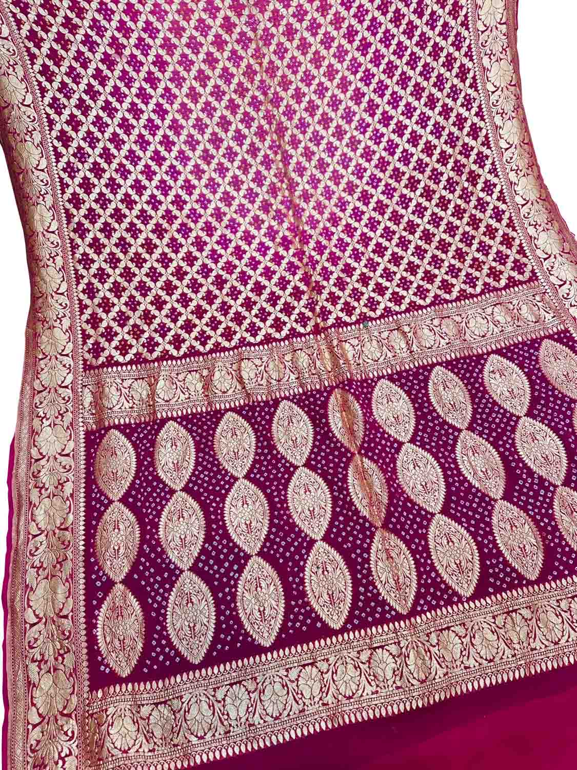 Exquisite Purple Georgette Banarasi Bandhani Saree - Luxurion World