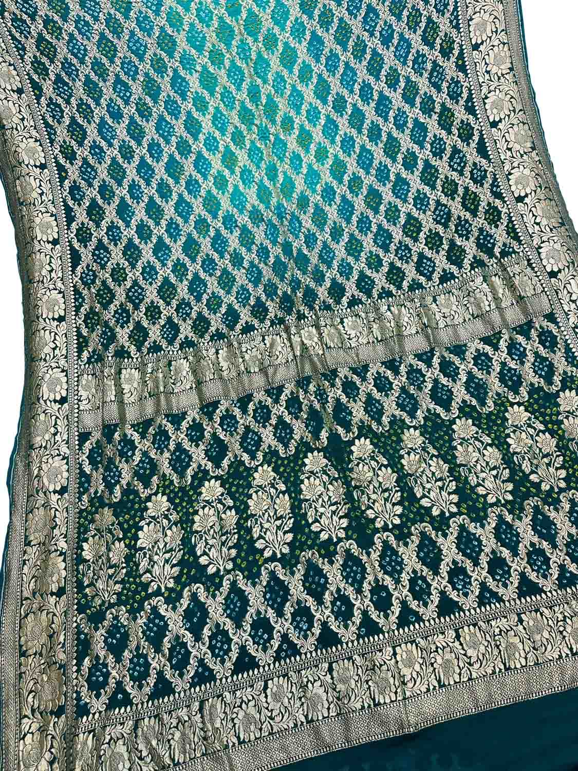 Green Georgette Banarasi Bandhani Saree - Pure Elegance - Luxurion World