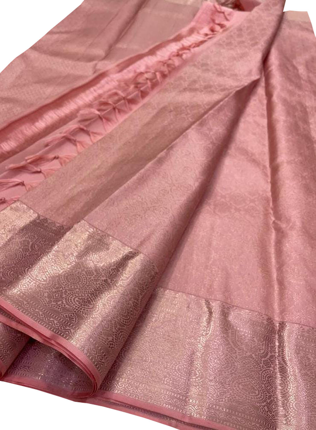 Onion Pink Handwoven Maheshwari Pure Silk Saree