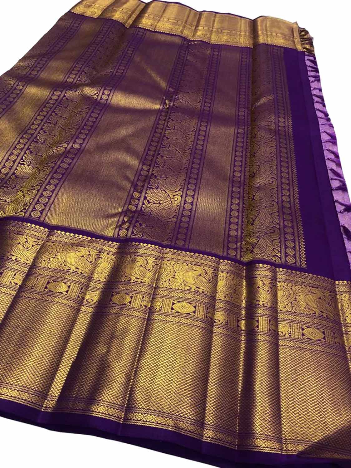 Exquisite Purple Kanjeevaram Handloom Silk Saree - Luxurion World