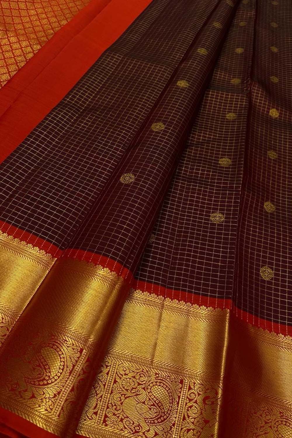 Exquisite Maroon Kanjeevaram Silk Saree - Luxurion World