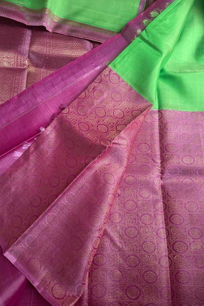 Green Handloom Kanjeevaram Pure Silk Saree - Elegant Luxury - Luxurion World