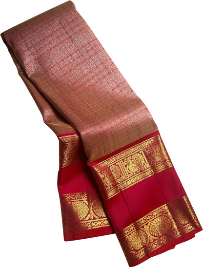 Pink Handloom Kanjeevaram Pure Silk Saree - Luxurion World