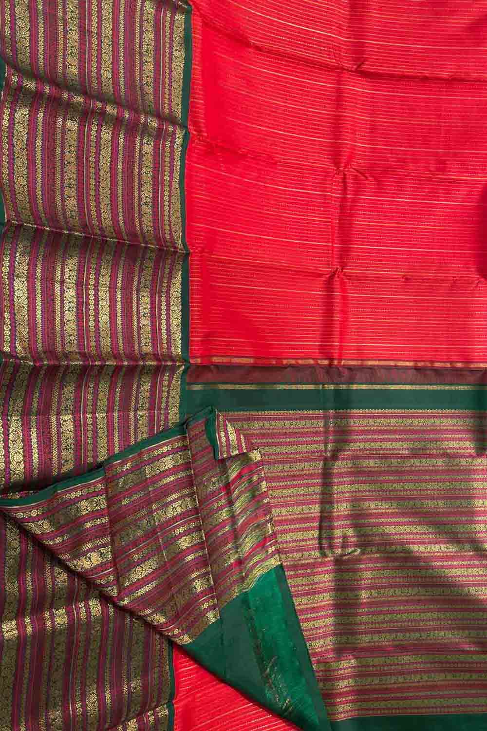 Red Handloom Kanjeevaram Pure Silk Saree - Luxurion World