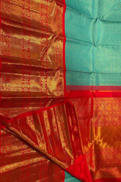 Blue Handloom Kanjeevaram Pure Silk Saree - Luxurion World