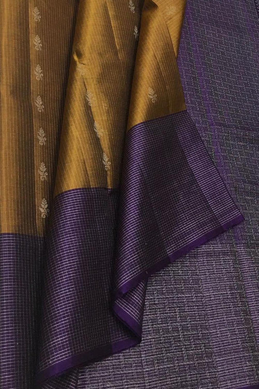 Brown Kanjeevaram Handloom Silk Saree - Luxurion World