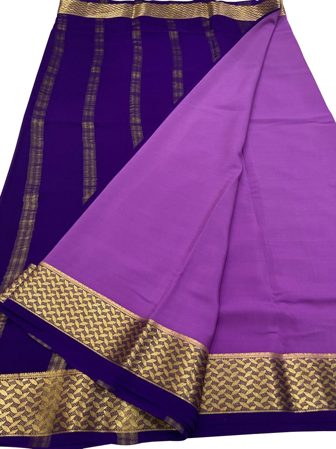 Elegant Purple Mysore Handloom Crepe Silk Saree - Luxurion World