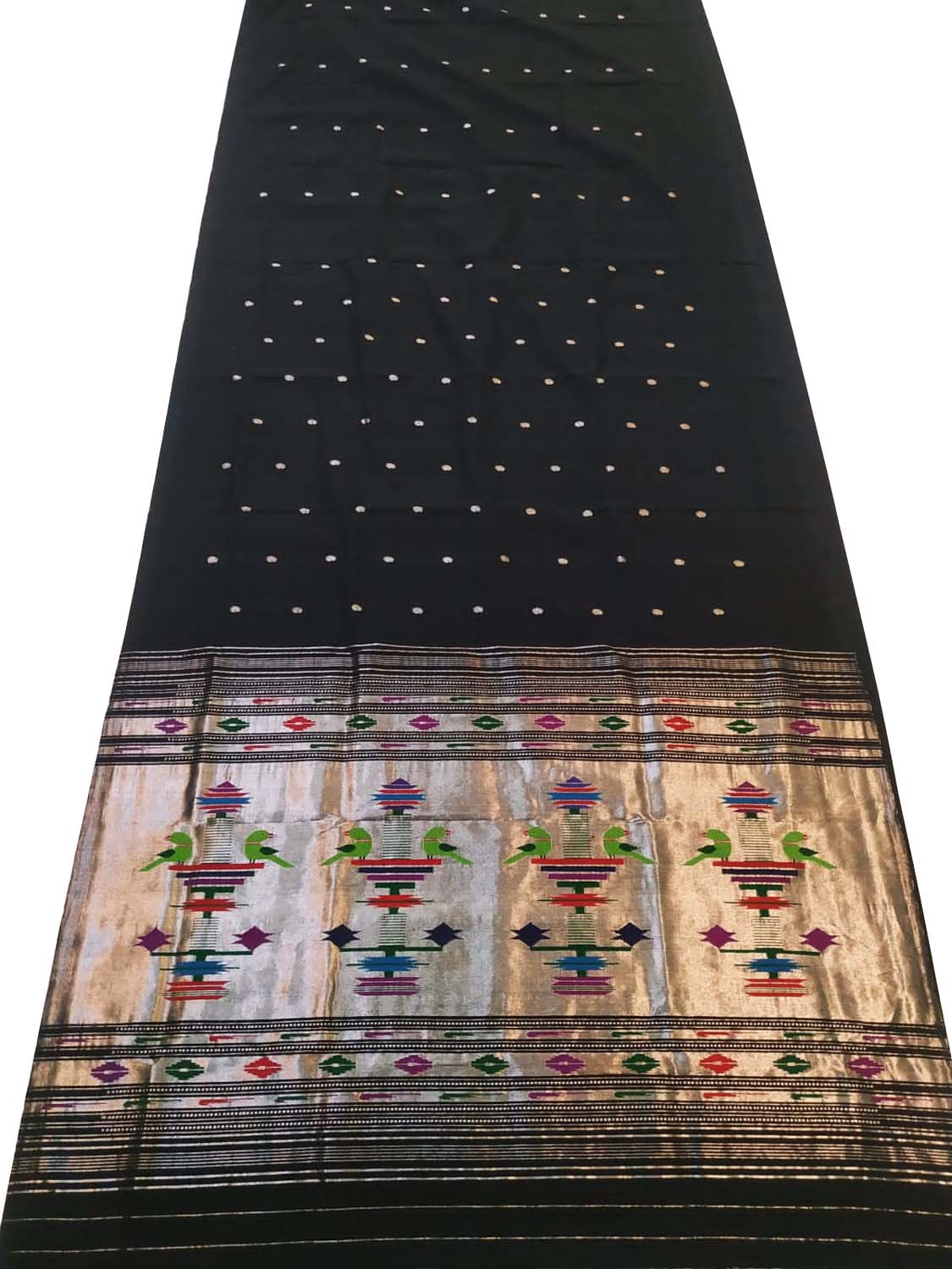 Stunning Black Paithani Handloom Cotton Saree - Luxurion World