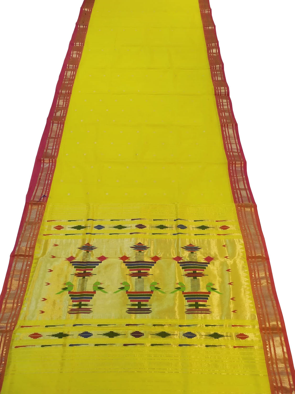 Yellow Paithani Handloom Cotton Saree - Traditional Elegance - Luxurion World