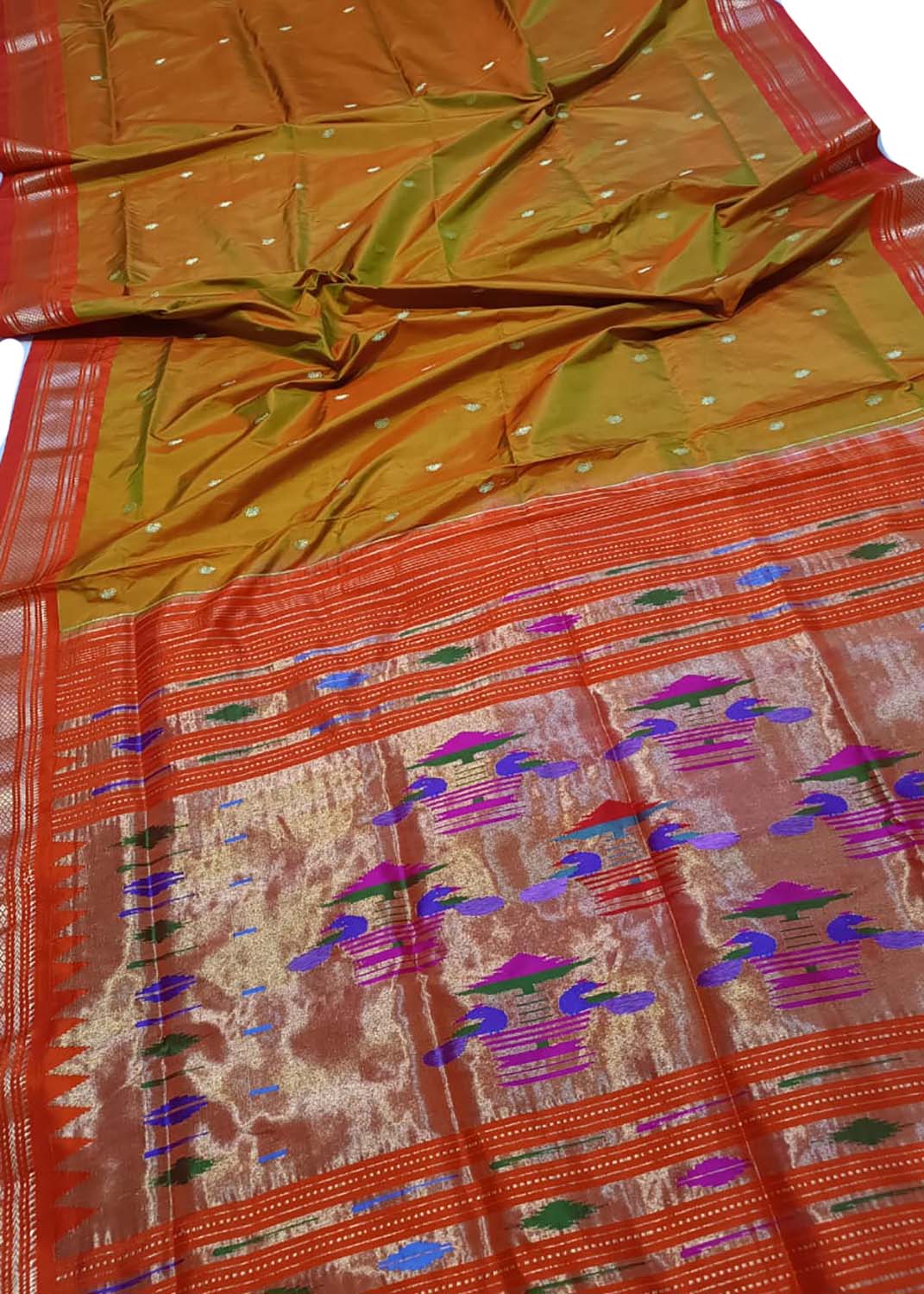 Yellow and Orange coloured Pattu ( raw silk ) saree for south indian  weddings by designer Bhargavi Kunam. | Indian bridal wear, Yellow saree,  Indian bridal sarees