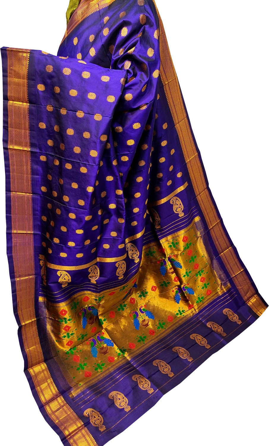 Violet and Blue Paithani Silk Saree - Urban Womania