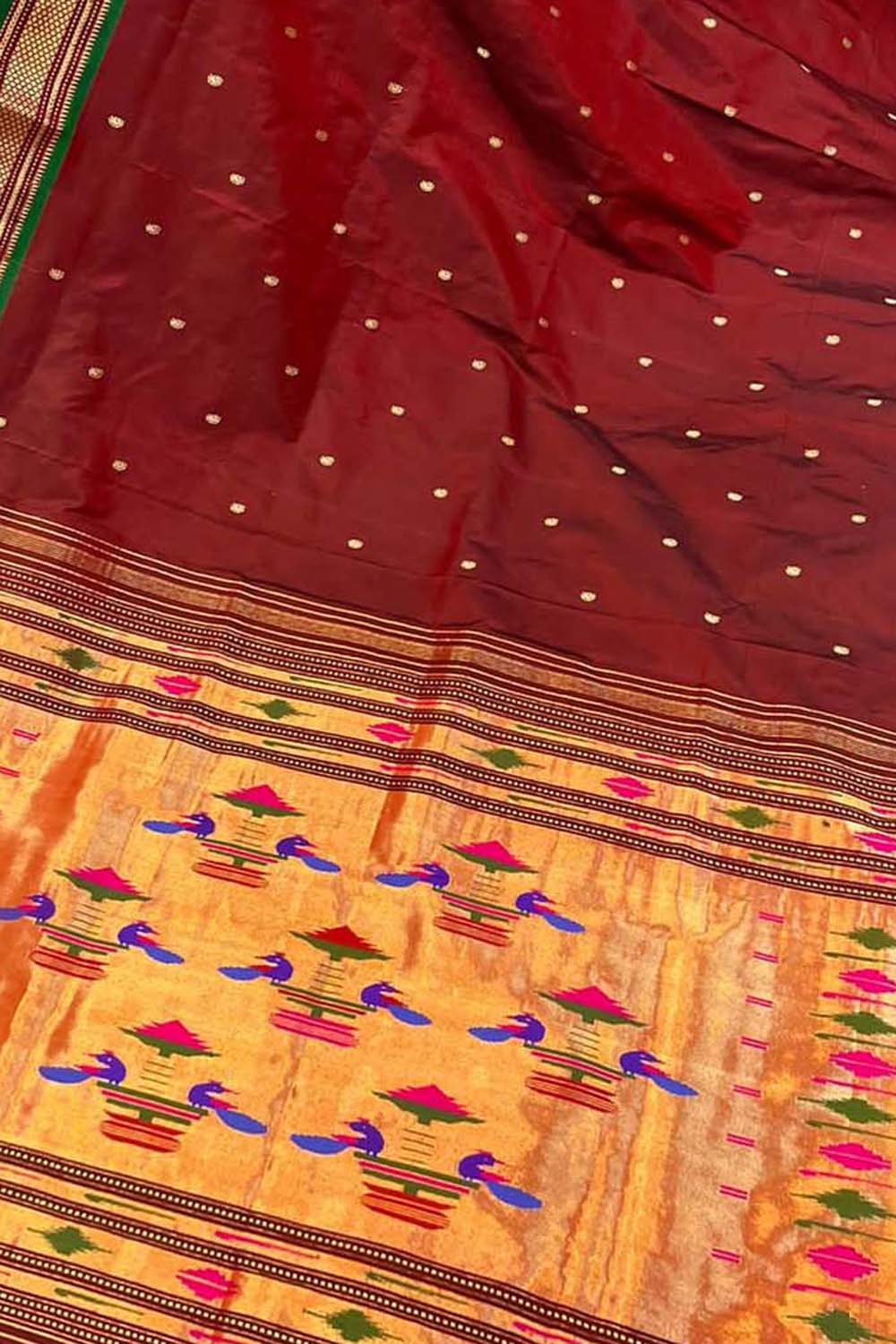 Woven Green Fancy Paithani Saree | 100% Pure Silk | Buy Now