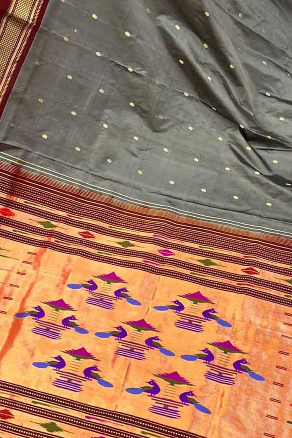 Cheap Indian Traditional Silk paithani saree with small Meena work border  and Pure silk handloom saree with Pure Zari Work | Joom