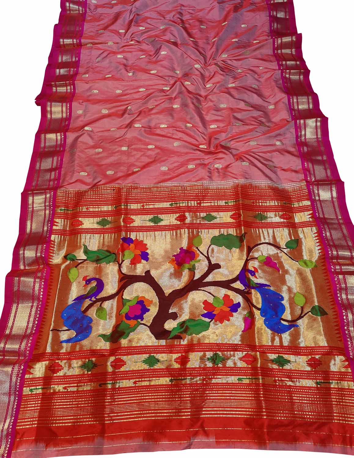 Exquisite Pink Paithani Pure Silk Saree - Handloom Beauty - Luxurion World