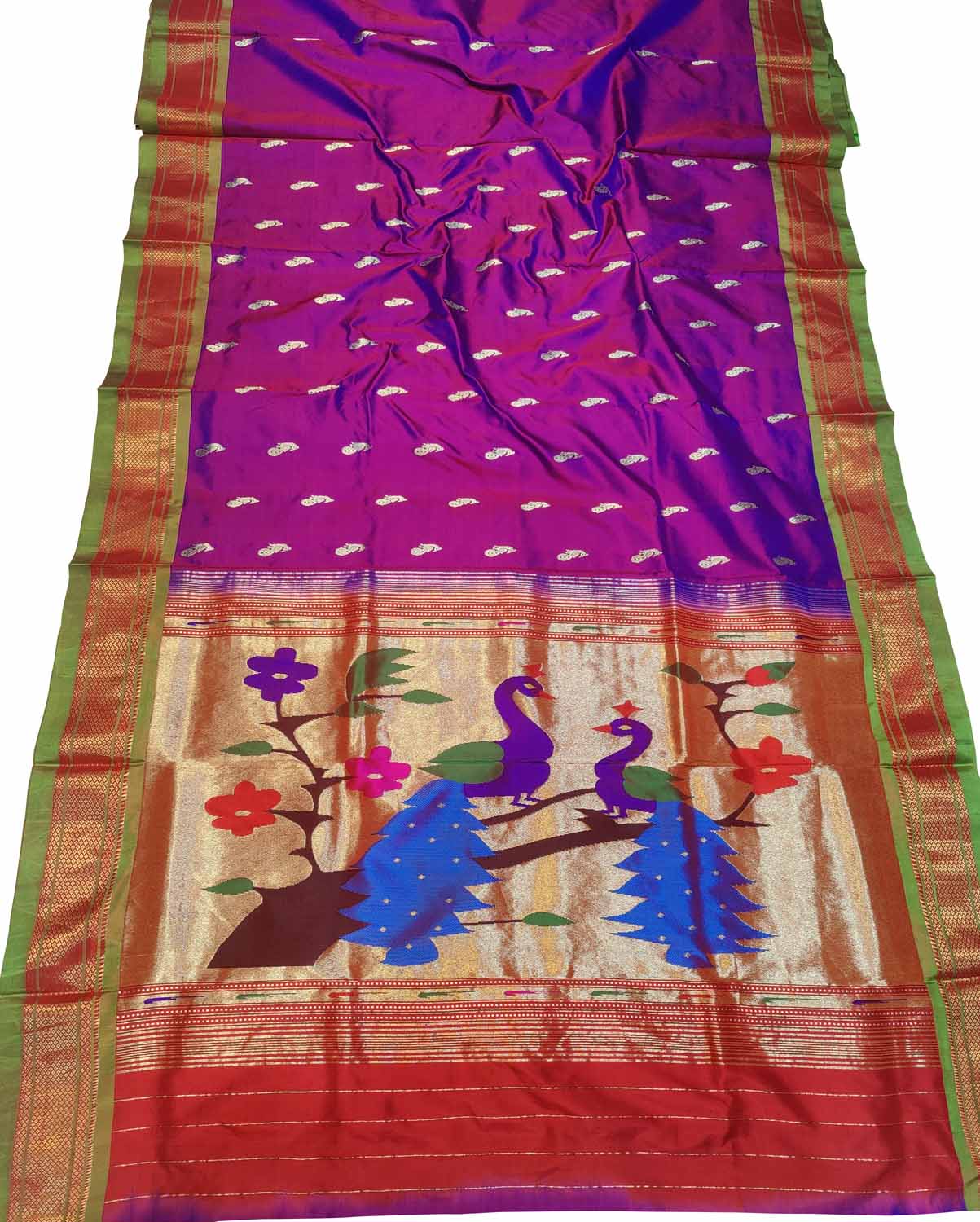 Regal Purple Paithani Handloom Silk Saree - Luxurion World