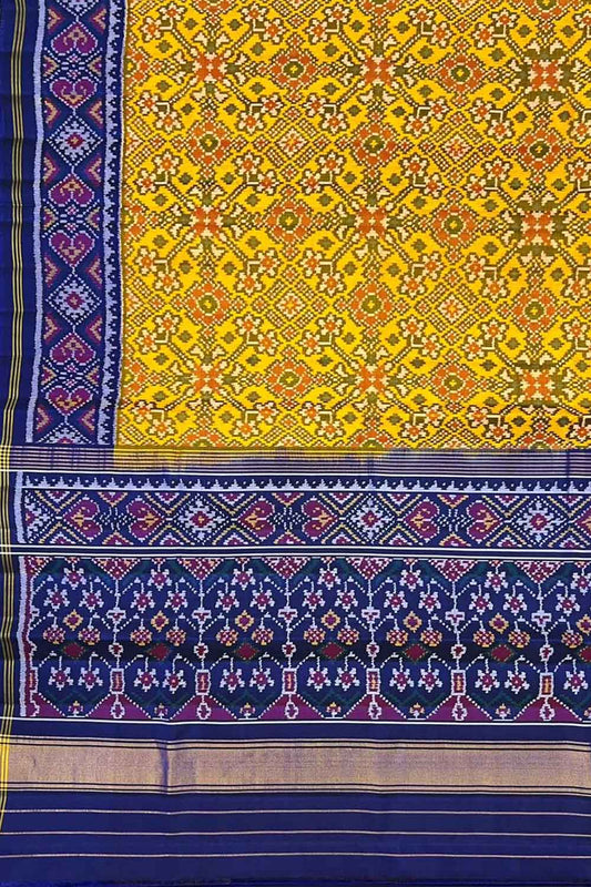 Yellow Handloom Semi Patan Patola Silk Saree - Luxurion World