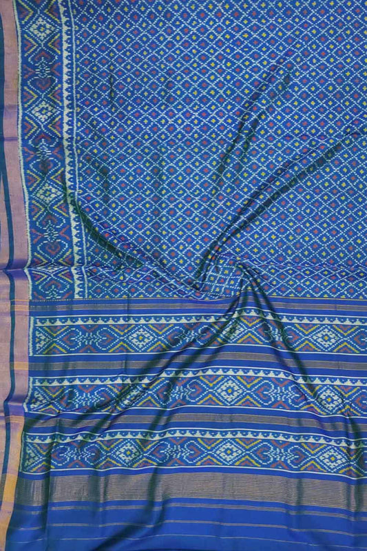 Blue Handloom Patola Silk Ikat Saree - Elegant and Timeless - Luxurion World