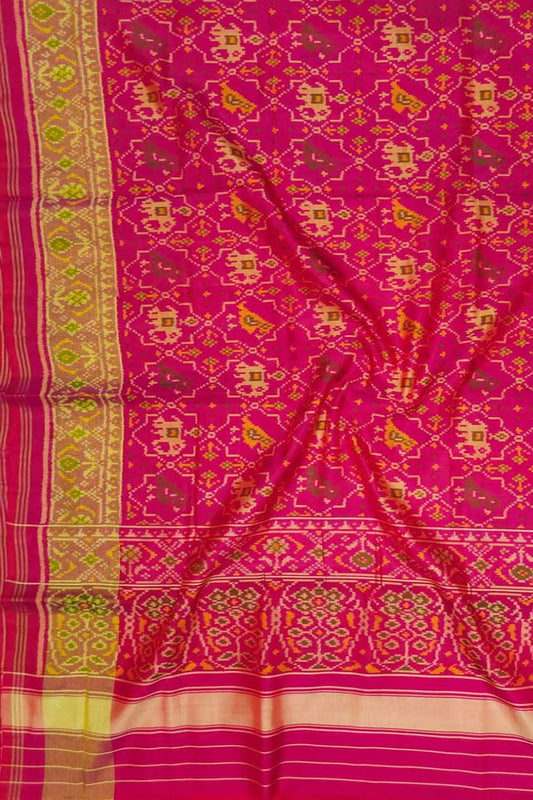 Beautiful Handloom Patola Silk Ikat Saree in Pink - Luxurion World