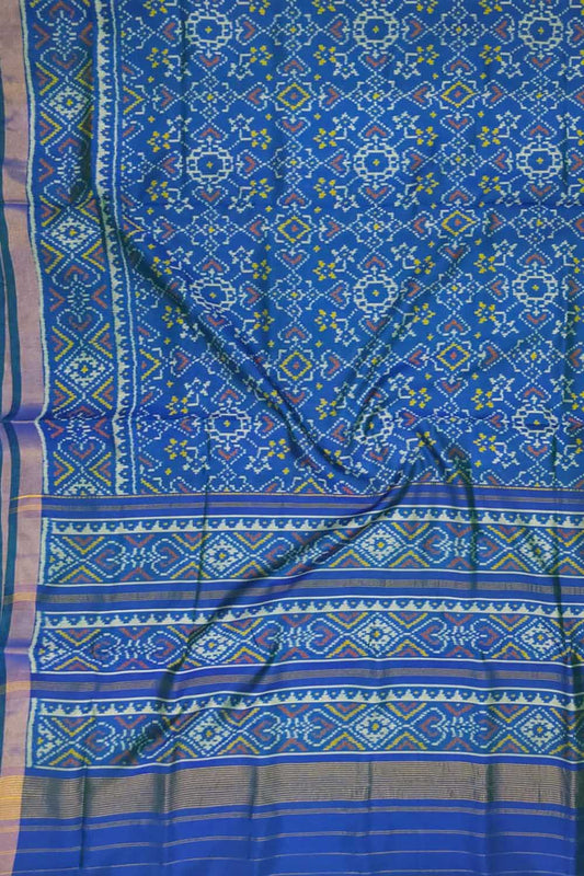 Blue Handloom Patola Silk Single Ikat Saree - Luxurion World