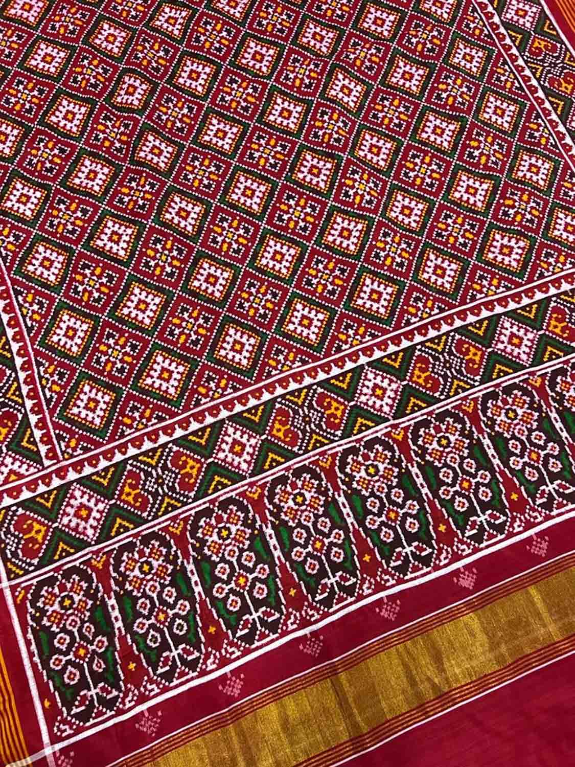 Red Handloom Sambalpuri Double Ikat Silk Saree - Luxurionworld – Luxurion  World