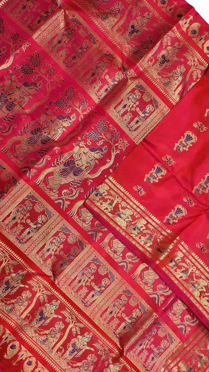Exquisite Red Swarnachari Handloom Silk Saree - Luxurion World