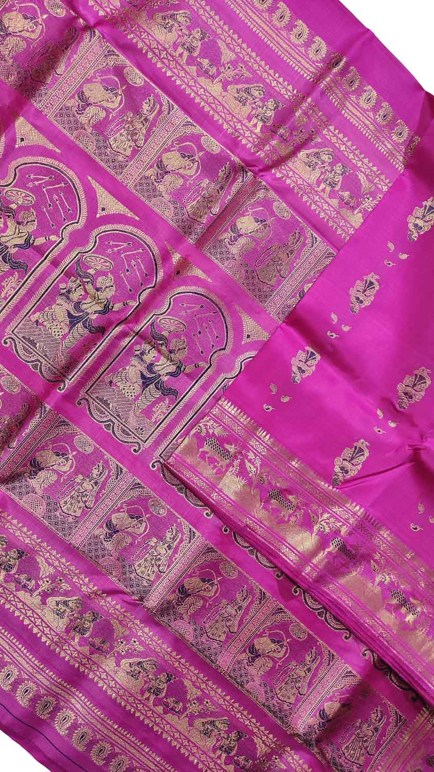 Exquisite Pink Swarnachari Handloom Silk Saree - Luxurion World