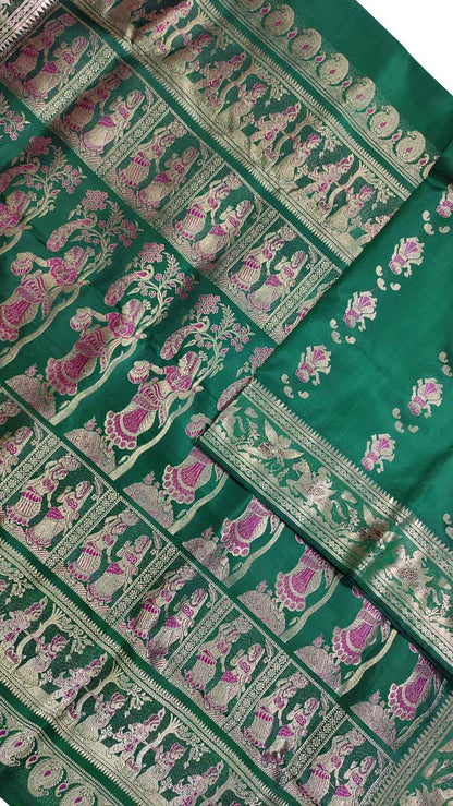 Exquisite Green Swarnachari Handloom Silk Saree - Luxurion World