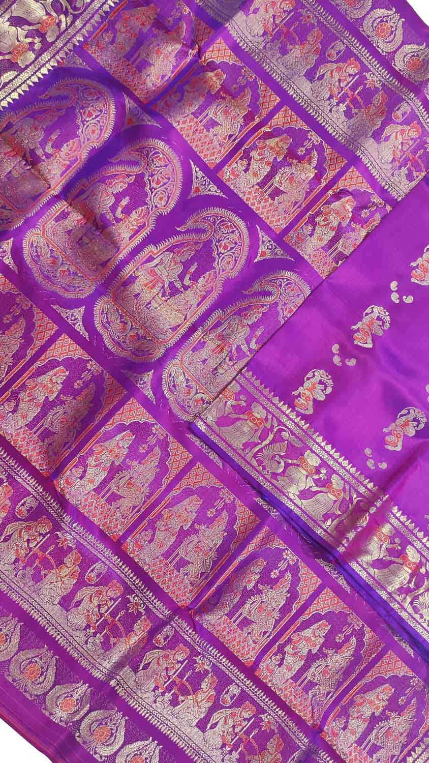 Elegant Purple Swarnachari Silk Saree - Luxurion World